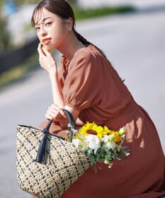 Tiaclasse 【洗える】麻調ギャザーワンピース