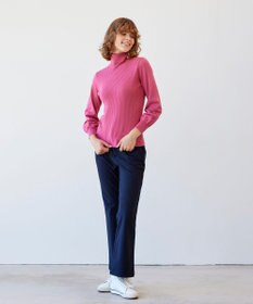 23区GOLF 袖コンシャスで華やかさを添えて◎【23Fondation/WOMEN】タートルネック カラーニット