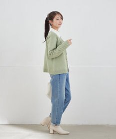 Tiaclasse L 【洗える】ボーダー編みニットカーディガン