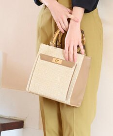 ANY SIS 【美人百花7月号掲載】2WAYバンブーライクハンドルミディ トートバッグ