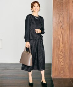 自由区 L 【カタログ掲載・セットアップ対応】フラワーオパールプリントブロッキング ブラウス