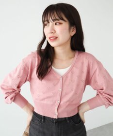 Green Parks ・ｓｗｉｎｇ　ｂｙ　ハート柄スカシニットカーディガン