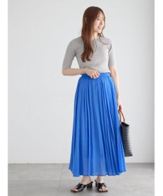 Te chichi 【UVカット】ヘンリーネック5分袖配色リブニット