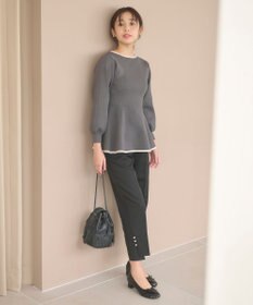 Feroux 【洗える】バイカラーペプラム ニット