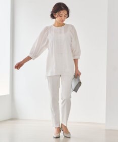 自由区 【洗える・XSサイズあり】ジオメトリックエンブロイダリー ブラウス