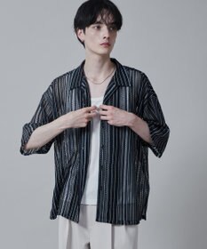 WEGO ストライプメッシュBIGシャツ（S）