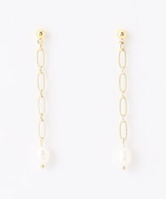 ANY フェイクパールチェーン ピアス（両耳用）