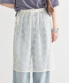 earth music&ecology フラワー刺繍レイヤードスカート