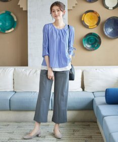 Tiaclasse L ストライプリボンレイヤードブラウス