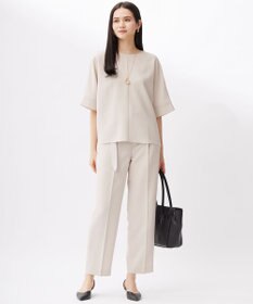 自由区 【セットアップ対応・接触冷感・UVカット・洗える】ライトリネンライク Tブラウス