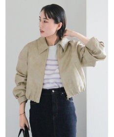 Te chichi フェイクレザークロップドブルゾン