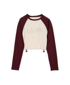 WEGO ラインストーンサイドドロストラグランロンT