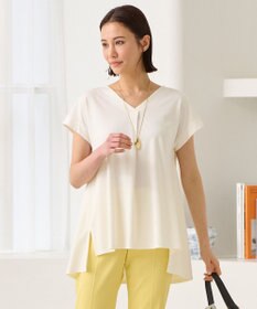 自由区 【XSサイズ~/洗える】ドレーピーポンチフレンチスリーブ カットソー