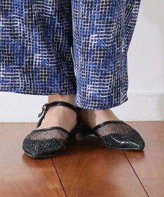 Green Parks ＲＵＰＩＳポインテットメッシュストライプサンダル