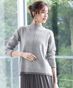 Tiaclasse L 【洗える】もっちり素材が肌触り抜群の配色ニットトップス