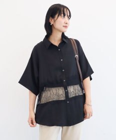 Green Parks レース切替５分袖シャツ