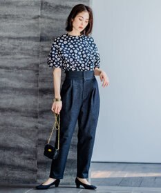 組曲 S 【組曲×setsuko sagittaire】ハイカウントストレッチプリント ブラウス