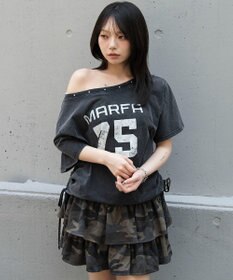 WEGO サイドドロストオフショルグラフィックT
