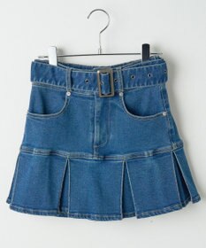 WEGO ベルト付デニムプリーツスカパン