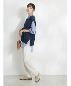 CRAFT STANDARD BOUTIQUE 【洗える】ニットベスト+バンドカラーシャツ-SET