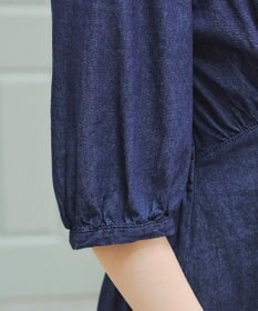 Tiaclasse 【洗える】デニムタックギャザーワンピース