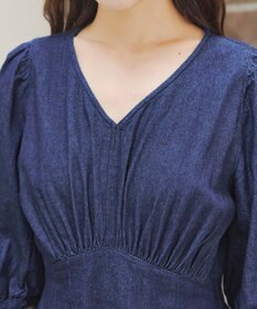 Tiaclasse 【洗える】デニムタックギャザーワンピース