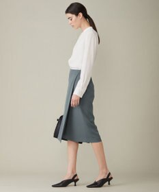 ICB 【WEB限定カラーあり・速乾・洗える】BackSatinAmunzen バンドカラーブラウス