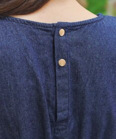 Tiaclasse 【洗える】デニムタックギャザーワンピース