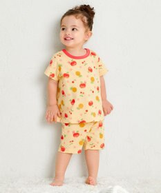 MIKI HOUSE HOT BISCUITS 【80-120cm】 フルーツ柄 腹巻き付き 天竺素材 半袖パジャマ