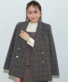 ANY SIS ビューティサーモ2WAYストレッチ テーラードジャケット グレーチェック