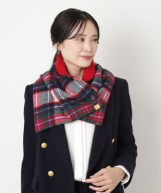 MOONBAT WEB限定【洗える】ミエル (miel) カシミヤ100％ チェックボタン付きマフラー
