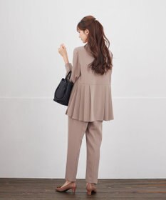 Tiaclasse 【ブラウス&パンツ2点セット】サイドプリーツブラウス×テーパードパンツ セットアップ