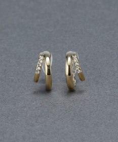 Phoebe 【金属アレルギー対応】【痛くないシリーズ】ストレートシャインクリスタルループフィットイヤリング　ゴールド
