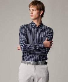 JOSEPH ABBOUD 【ストレッチ・イージーケア】ジャージーストライプシャツ ネイビー系1