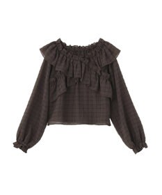 earth music&ecology シアーチェック2wayオフショルブラウス