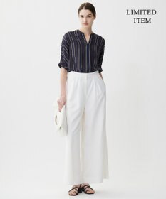 ICB 【人気のため新色追加・WEB限定・接触冷感・UVケア・速乾・洗える】BackSatinAmunzen 5分袖キーネックブラウス