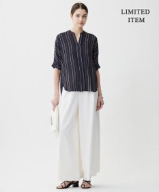 ICB 【人気のため新色追加・WEB限定・接触冷感・UVケア・速乾・洗える】BackSatinAmunzen 5分袖キーネックブラウス