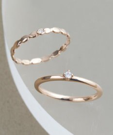 Phoebe 【金属アレルギー対応】2setグレイングリッターリング シャンパンゴールド