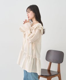 earth music&ecology 【綿100％】サイドリボンラッフルミニワンピース