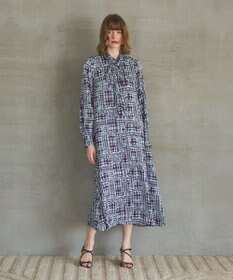 GRACE CONTINENTAL チェックプリントボウ付ワンピース