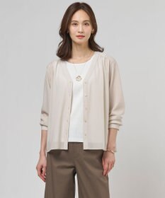 J.PRESS LADIES 【冷房対策に】シアードライトリコット Vネック カーディガン グレージュ系