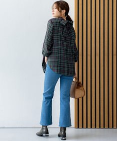 組曲 シアーツイルチェック ハイネックブラウス