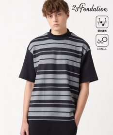 23区GOLF 【23Fondation】【吸水速乾/UVケア】ボーダー モックネック