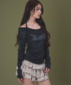 WEGO グラフィックオフショルレーストップ