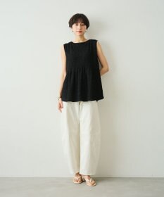 #Newans 【金子綾さんインスタライブご紹介アイテム】（セットアップ可能）ふくれジャガード ペプラムブラウス