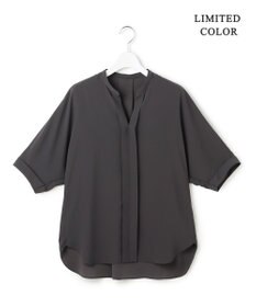 ICB 【新色追加・WEB限定カラーあり】BackSatinAmunzen 5分袖キーネックブラウス