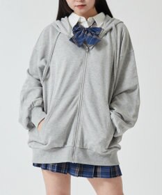 WEGO 【SCHOOLITEM】ルーズフィットジップパーカー