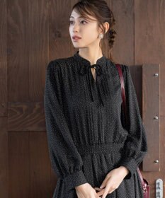 Tiaclasse L 【洗える】細リボンギャザーワンピース