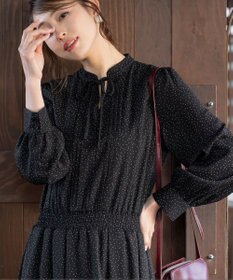 Tiaclasse L 【洗える】細リボンギャザーワンピース