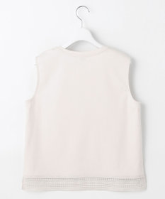 J.PRESS LADIES L 【人気のため追加・洗える】ノースリーブスムースジャージー レース カットソー
